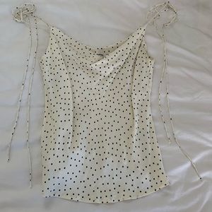 Reformation white/black polka dot spaghetti strap